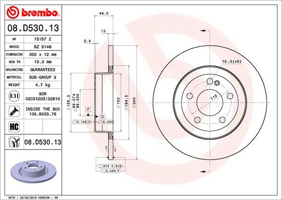 Brembo 08.D530.13 - Jarrulevy inparts.fi