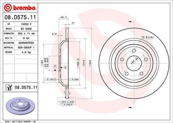 Brembo 08.D575.11 - Jarrulevy inparts.fi