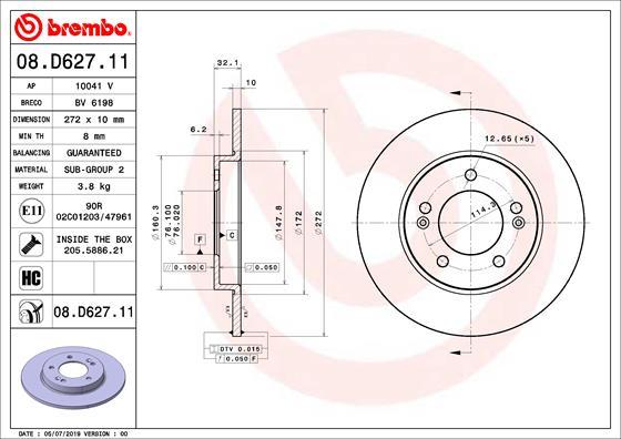 Brembo 08.D627.11 - Jarrulevy inparts.fi