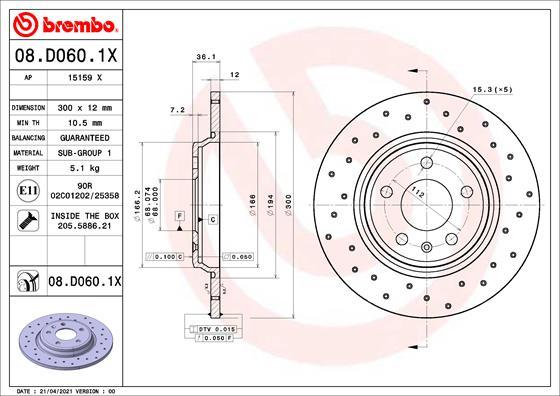 Brembo 08.D060.1X - Jarrulevy inparts.fi