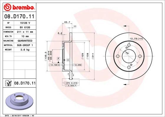 Brembo 08.D170.11 - Jarrulevy inparts.fi