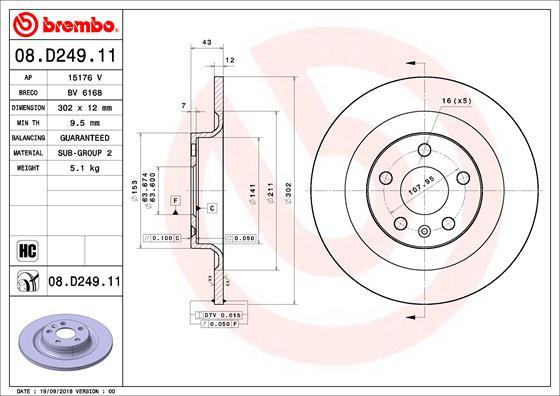 Brembo 08.D249.11 - Jarrulevy inparts.fi