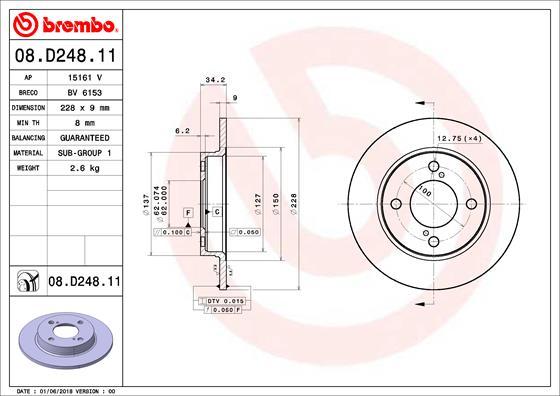 Brembo 08.D248.11 - Jarrulevy inparts.fi