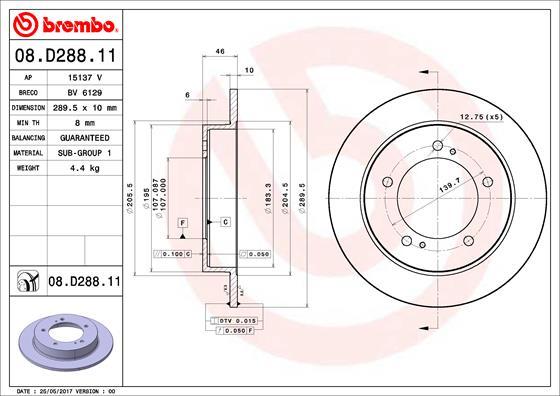 Brembo 08.D288.11 - Jarrulevy inparts.fi