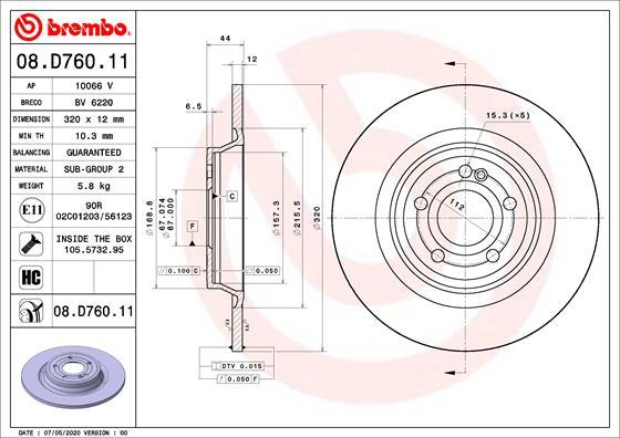 Brembo 08.D760.11 - Jarrulevy inparts.fi