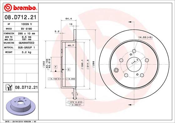 Brembo 08.D712.21 - Jarrulevy inparts.fi