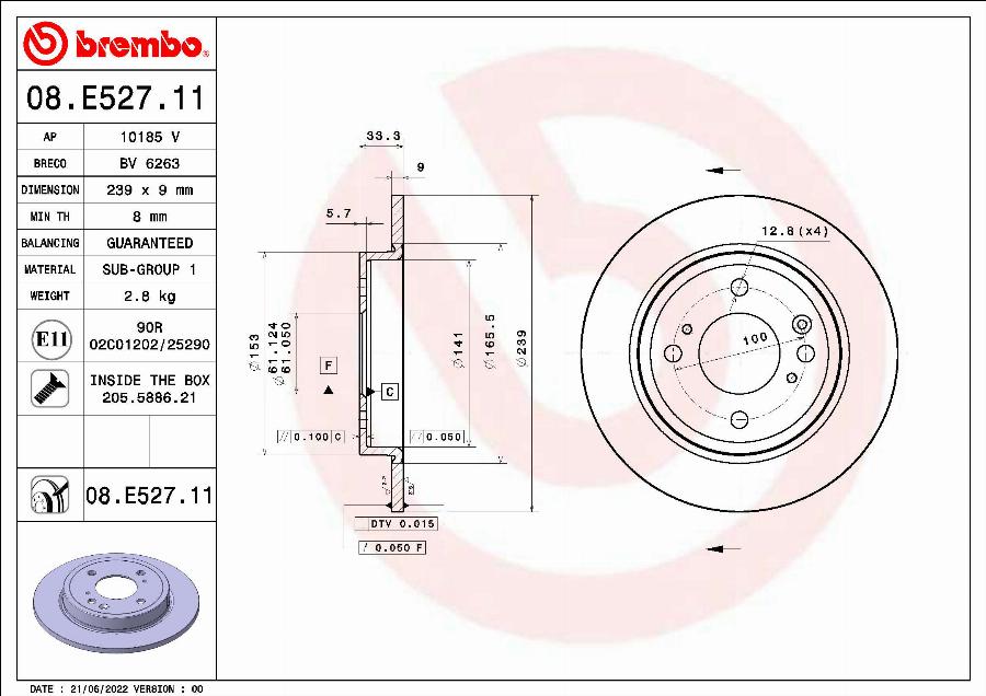 Brembo 09.E528.11 - Jarrulevy inparts.fi