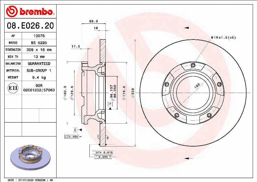 Brembo 08.E026.20 - Jarrulevy inparts.fi