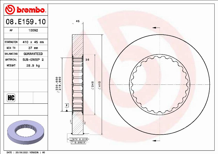 Brembo 08.E159.10 - Jarrulevy inparts.fi