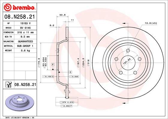 Brembo 08.N258.21 - Jarrulevy inparts.fi