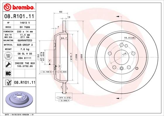 Brembo 08.R101.11 - Jarrulevy inparts.fi