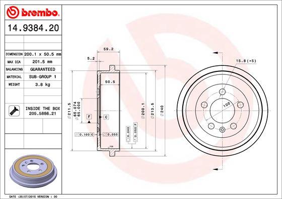 Brembo 14.9384.20 - Jarrurumpu inparts.fi