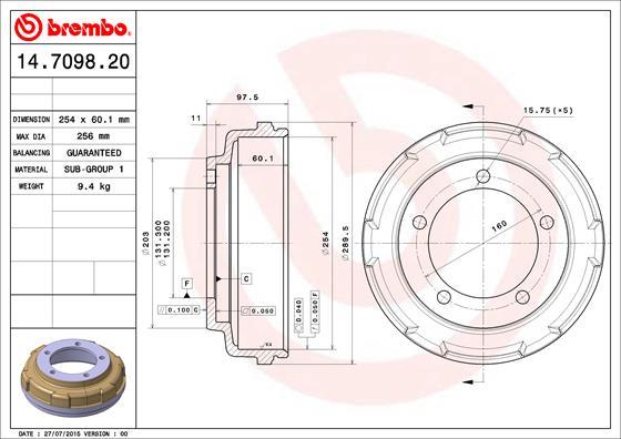 Brembo 14.7098.20 - Jarrurumpu inparts.fi