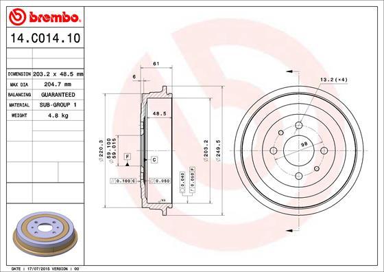 Brembo 14C01410 - Jarrurumpu inparts.fi