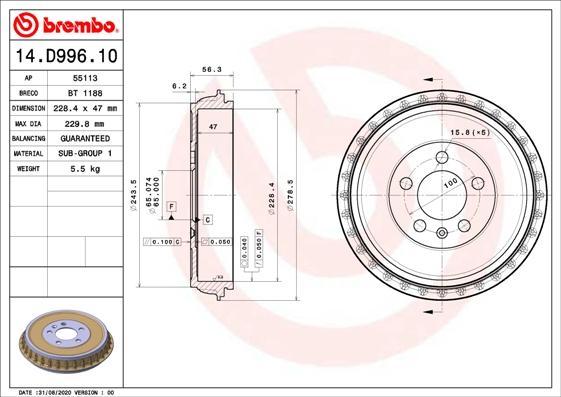 Brembo 14D99610 - Jarrurumpu inparts.fi