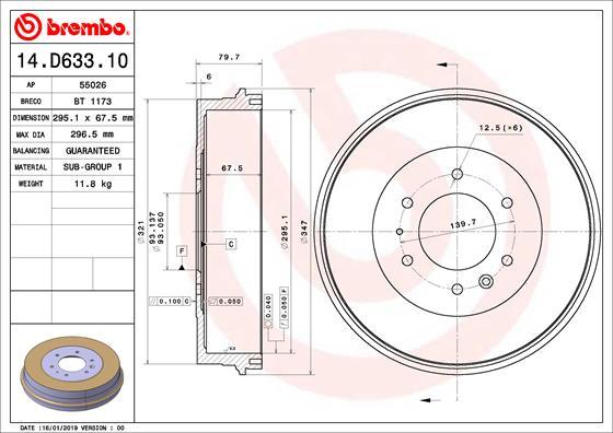 Brembo 14.D633.10 - Jarrurumpu inparts.fi