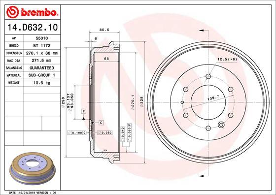 Brembo 14.D632.10 - Jarrurumpu inparts.fi