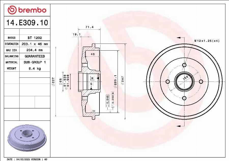 Brembo 14.E309.10 - Jarrurumpu inparts.fi