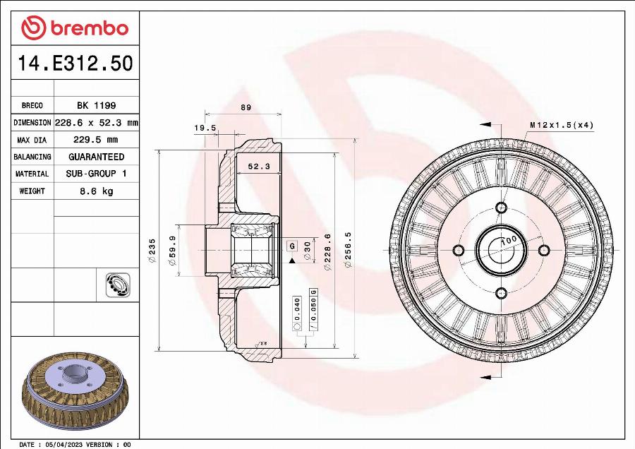 Brembo 14.E312.50 - Jarrurumpu inparts.fi