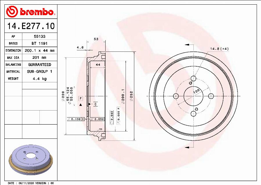 Brembo 14.E277.10 - Jarrurumpu inparts.fi