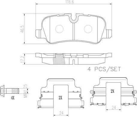 Brembo P44019N - Jarrupala, levyjarru inparts.fi