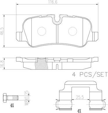 Brembo P44013N - Jarrupala, levyjarru inparts.fi