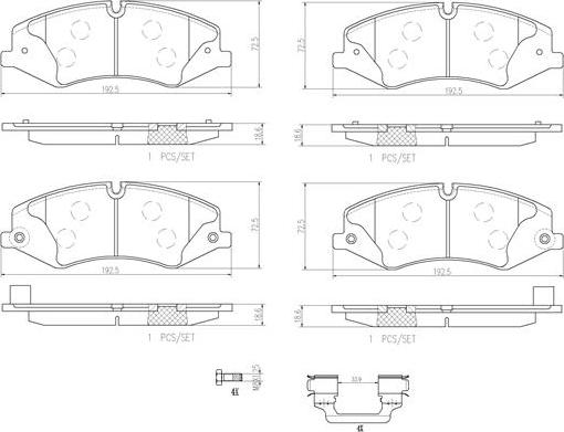 Brembo P44022N - Jarrupala, levyjarru inparts.fi