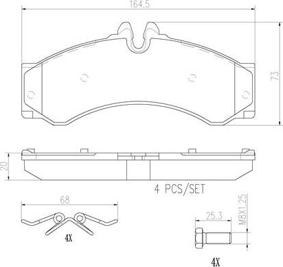 Brembo P50028N - Jarrupala, levyjarru inparts.fi