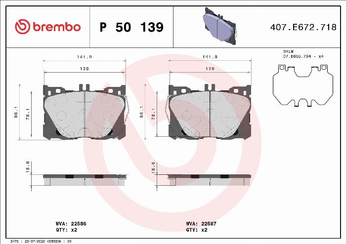 Brembo P 50 139 - Jarrupala, levyjarru inparts.fi