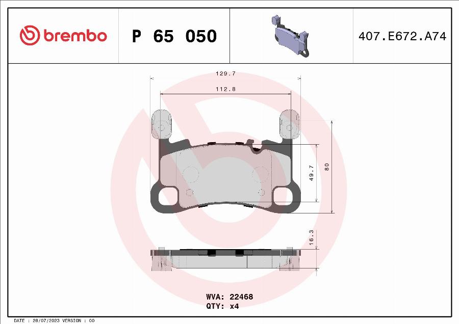 Brembo P 65 050 - Jarrupala, levyjarru inparts.fi