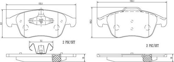 Brembo P68047N - Jarrupala, levyjarru inparts.fi