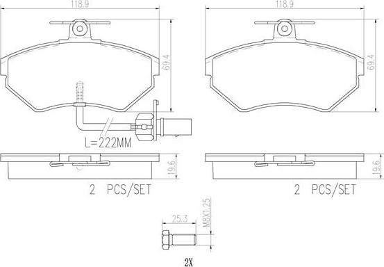 Brembo P85044N - Jarrupala, levyjarru inparts.fi