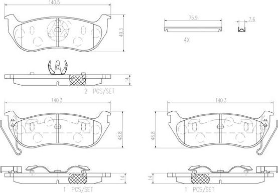 Brembo P37009N - Jarrupala, levyjarru inparts.fi