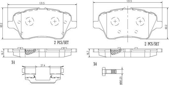 Brembo P24151N - Jarrupala, levyjarru inparts.fi