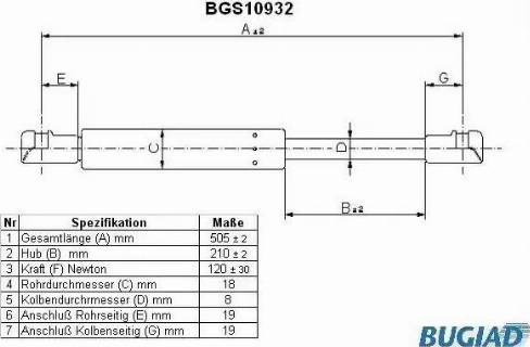 Bugiad BGS10932 - Kaasujousi, konepelti inparts.fi