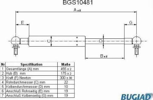 Bugiad BGS10481 - Kaasujousi, konepelti inparts.fi