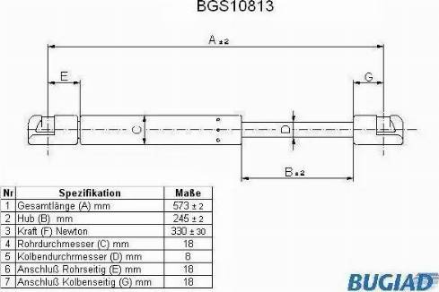 Bugiad BGS10813 - Kaasujousi, konepelti inparts.fi