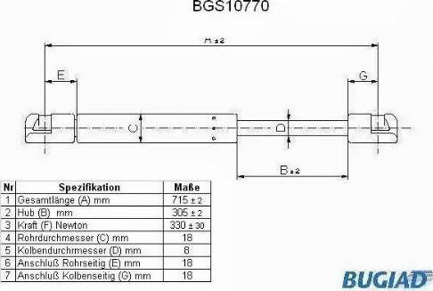 Bugiad BGS10770 - Kaasujousi, konepelti inparts.fi