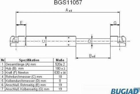 Bugiad BGS11057 - Kaasujousi, tavaratila inparts.fi