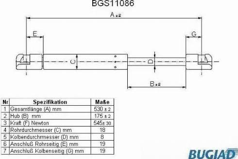 Bugiad BGS11086 - Kaasujousi, tavaratila inparts.fi