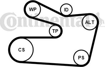 Continental 6PK1733WP1 - Vesipumppu + vetohihnasarja inparts.fi