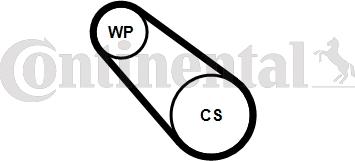 Contitech 3PK576 ELAST WP1 - Vesipumppu + vetohihnasarja inparts.fi