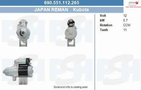 PSH 690.551.112.265 - Käynnistinmoottori inparts.fi
