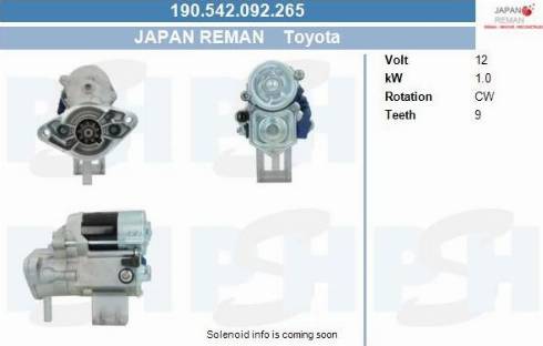 PSH 190.542.092.265 - Käynnistinmoottori inparts.fi