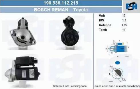 PSH 190.536.112.215 - Käynnistinmoottori inparts.fi