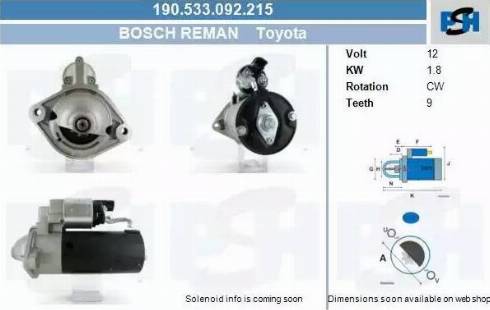 PSH 190.533.092.215 - Käynnistinmoottori inparts.fi