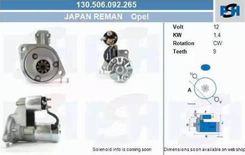 PSH 130.506.092.265 - Käynnistinmoottori inparts.fi