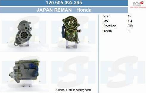 PSH 120.505.092.265 - Käynnistinmoottori inparts.fi