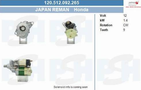 PSH 120.512.092.265 - Käynnistinmoottori inparts.fi