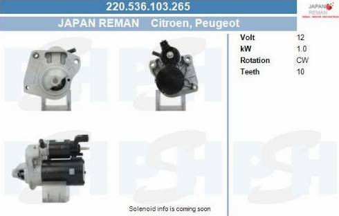 PSH 220.536.103.265 - Käynnistinmoottori inparts.fi